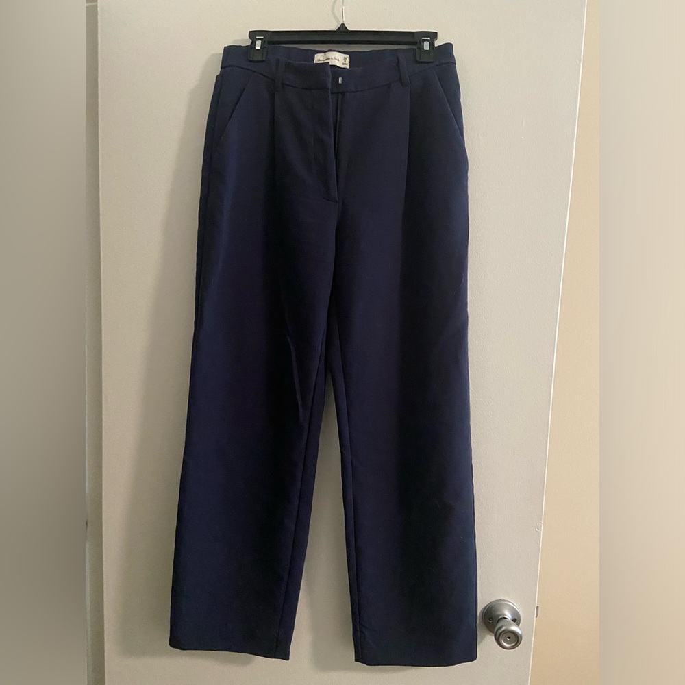 Abercrombie & Fitch Navy Straight-Leg Trousers